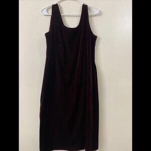 VTG Y2k Women Velvet bodycon Dress Sz 14 Dark Red Goth Grunge Witchy vampire​​